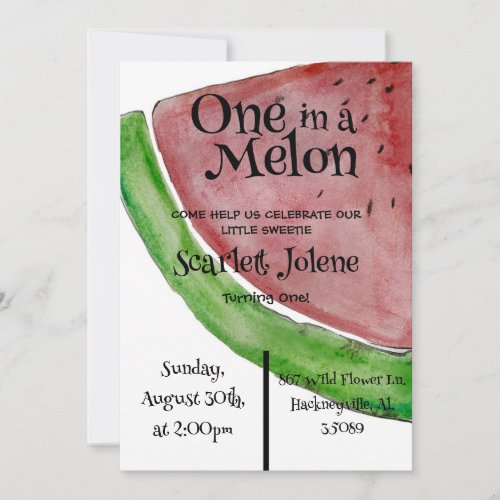 One in a Melon Birthday Invitation