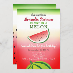 One in a Melon Birthday Invitation