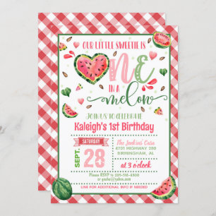 One in a Melon Birthday Invitation - Gingham