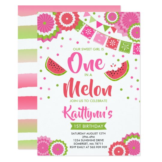 Download One In A Melon Birthday Invitation Melon Party | Zazzle.com