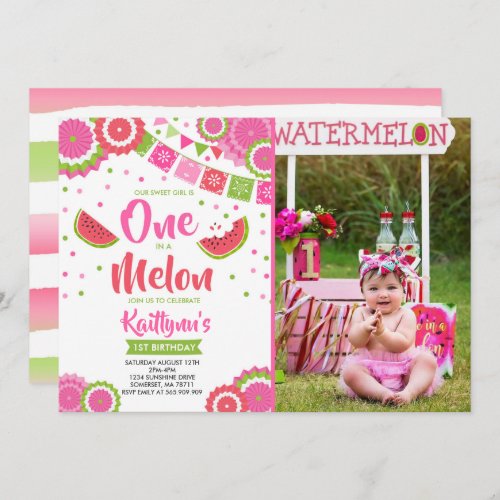 One In A Melon Birthday Invitation Melon Party