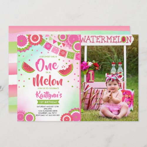 One In A Melon Birthday Invitation Melon Party