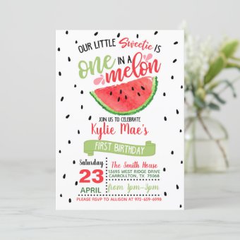 One in a Melon Birthday Invitation - Red | Zazzle