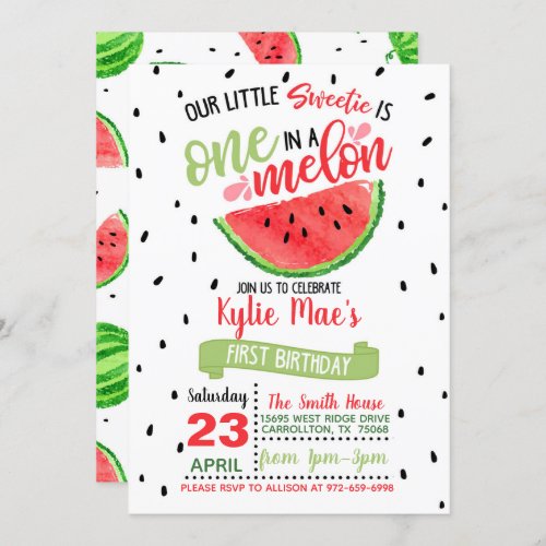One in a Melon Birthday Invitation _ Red