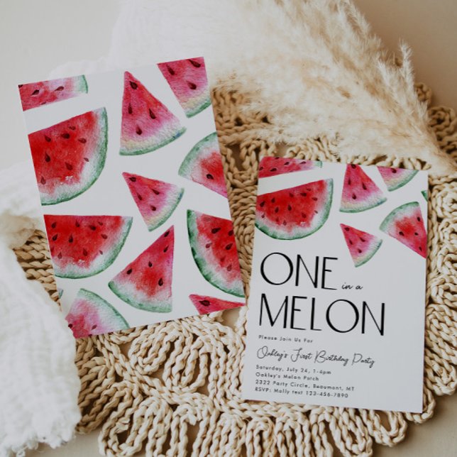 One in a Melon Birthday Invitation | Watermelon (Creator Uploaded)