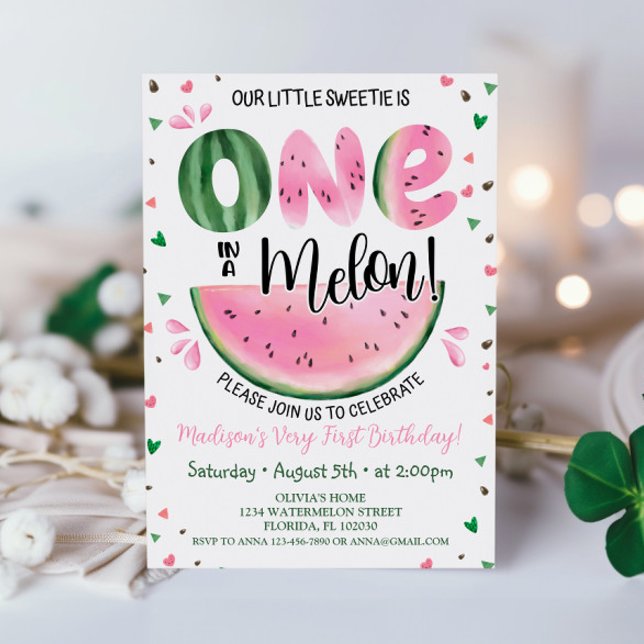 One in a Melon Birthday Invitation Watermelon Card (Creator Uploaded)