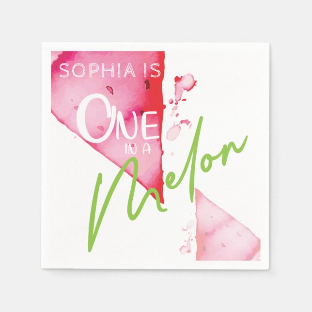 One In a Melon Birthday Napkins (Front)