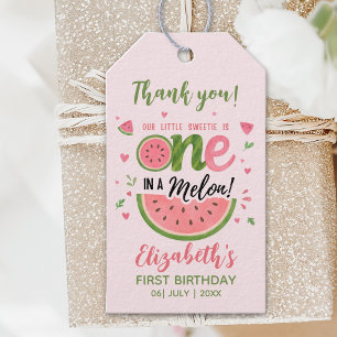 One in a Melon! Birthday One Girl  Gift Tags