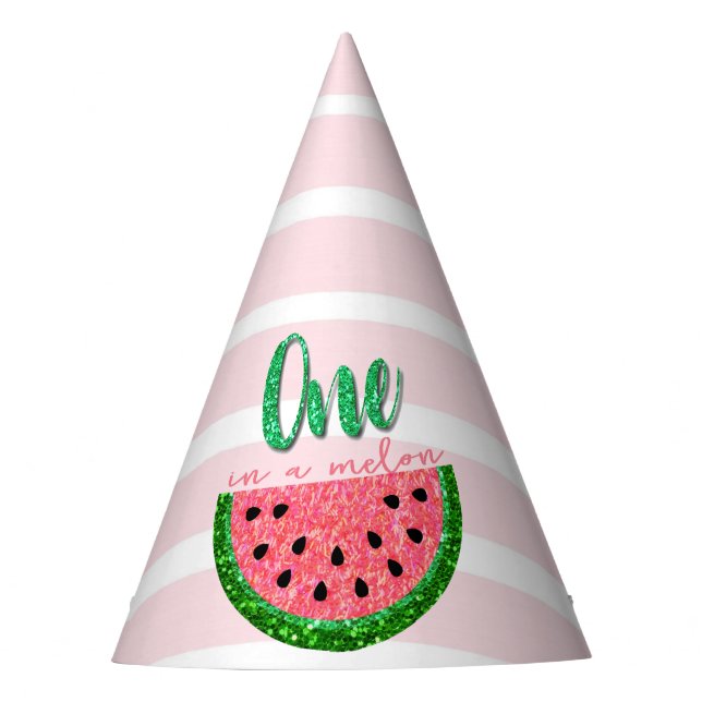 One in a melon, Birthday Party Hat, Watermelon Party Hat (Front)