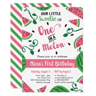 One In A Melon Birthday Party Invitation