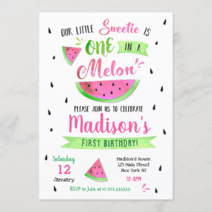 One in a Melon Birthday Party Invitation