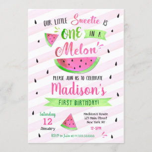One in a Melon Birthday Party Invitation