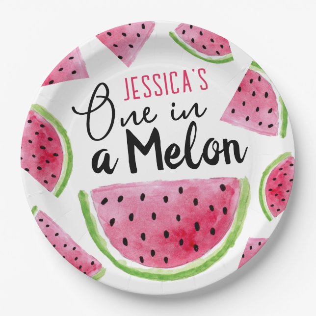 One in a Melon Birthday Party Paper Plates (Front)