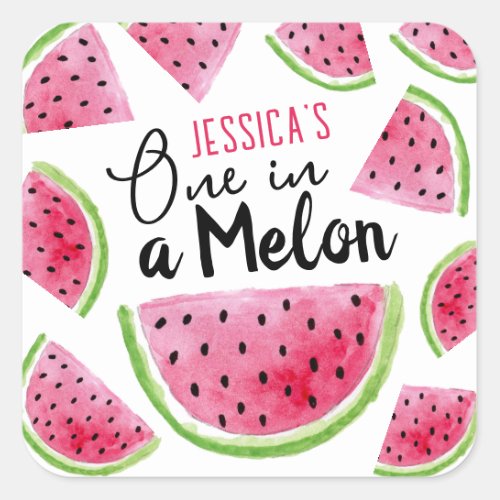 One in a Melon Birthday Party Square Sticker