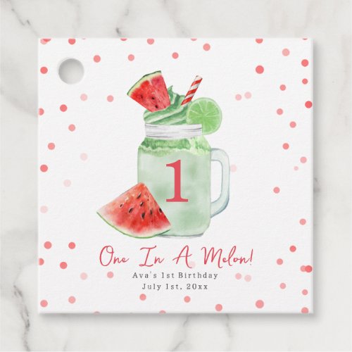 One In A Melon Birthday Party Watermelon Smoothie Favor Tags