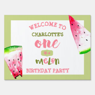One in a Melon Birthday Party Welcome 1st First Sign
