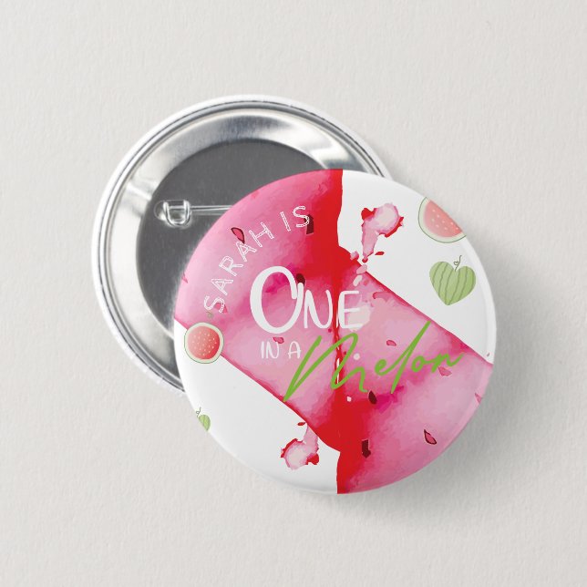 One In a Melon Birthday Personalized Button (Front & Back)