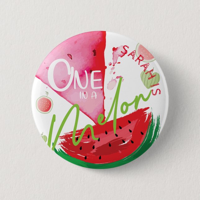 One In a Melon Birthday Personalized Button (Front)