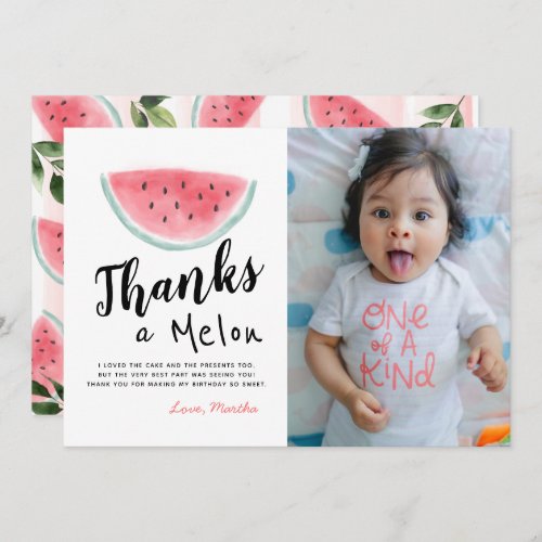 One in a Melon Birthday Photo Thank You Card