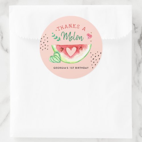 One In A Melon  Birthday Thank You Favor Classic  Classic Round Sticker