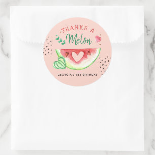 One In A Melon   Birthday Thank You Favor Classic  Round Sticker
