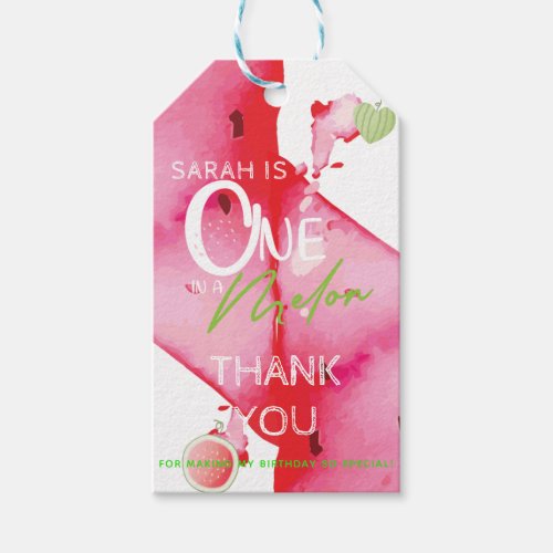 One In a Melon Birthday Thank you Gift Tags