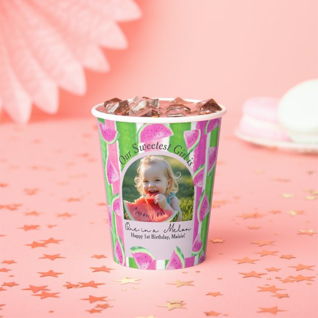 One in a Melon Birthday watermelon Paper Cups (Insitu)