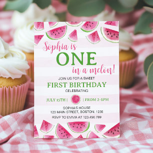 One In A Melon Birthday Watermelon Party Invitation