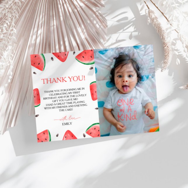 One In A Melon Birthday Watermelon Thank You Card (Creator Uploaded)