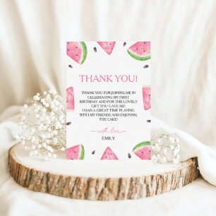 One In A Melon Birthday Watermelon Thank You Card