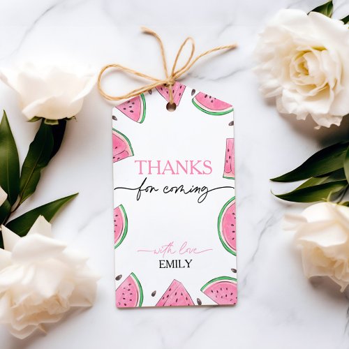 One In A Melon Birthday Watermelon Thank You Gift Tags