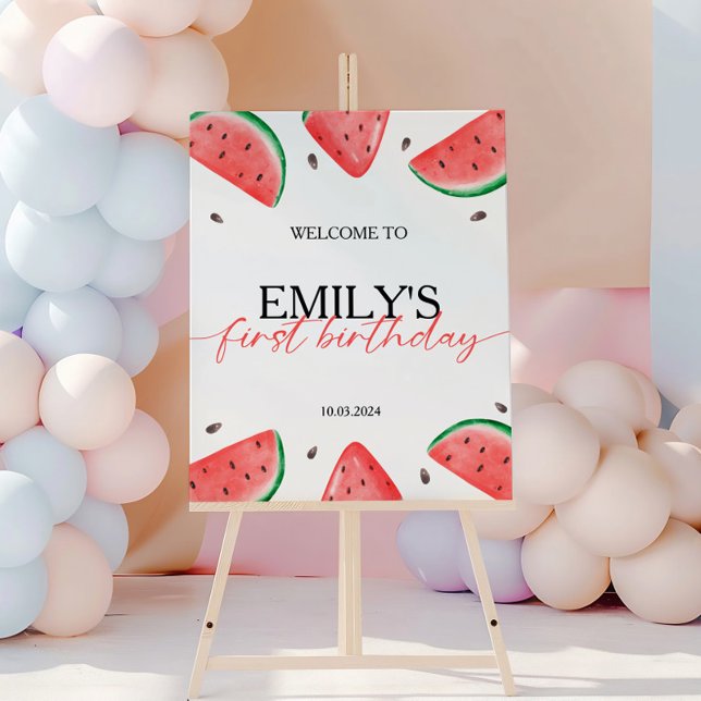One In A Melon Birthday Watermelon Welcome Sign (Creator Uploaded)