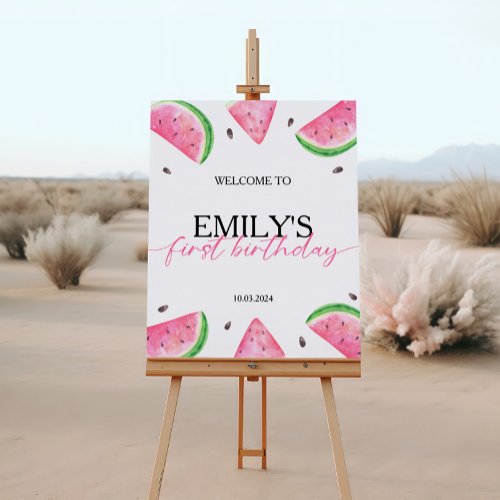 One In A Melon Birthday Watermelon Welcome Sign