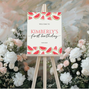 One In A Melon Birthday Welcome Sign