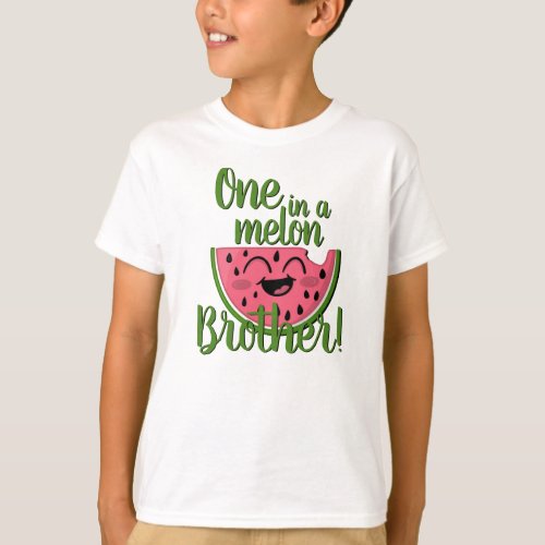 One in a Melon Brother Watermelon First Birthday T_Shirt