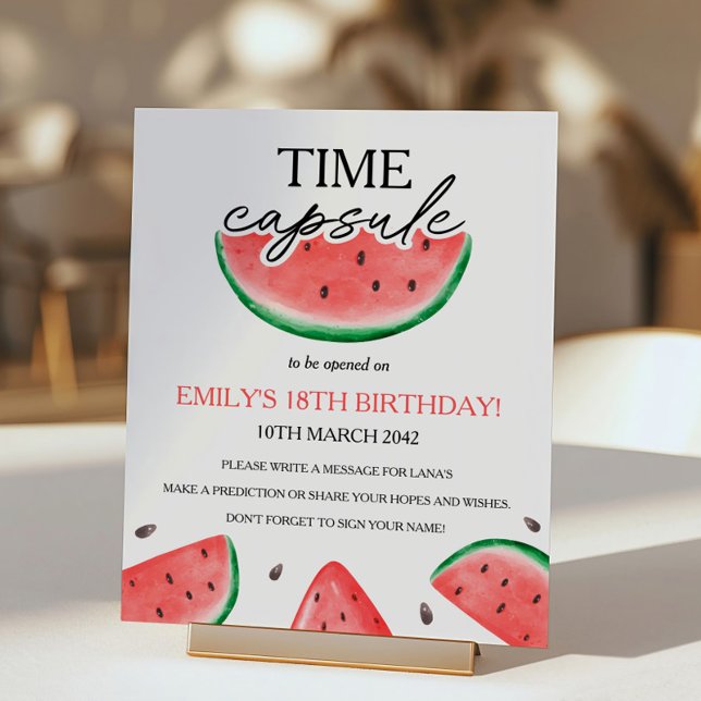 One In A Melon Capsule Watermelon Time Capsule Pedestal Sign (Creator Uploaded)