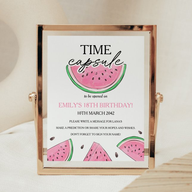 One In A Melon Capsule Watermelon Time Capsule Pedestal Sign (Creator Uploaded)