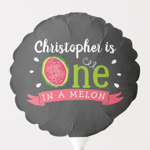 One In A Melon Chalkboard 1st Birthday Balloon