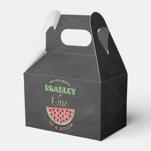 One In A Melon Chalkboard 1st Birthday Favor Boxes