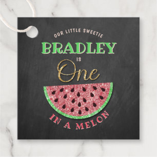 One In A Melon Chalkboard 1st Birthday Favor Tags