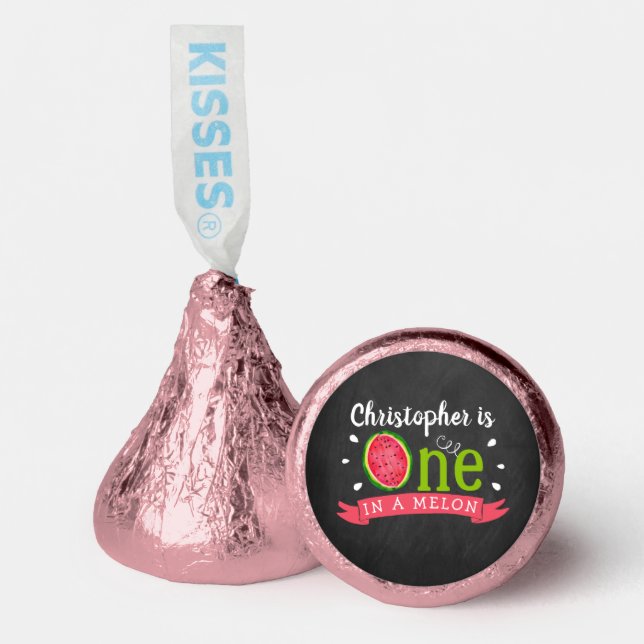 One In A Melon Chalkboard 1st Birthday Hershey®'s Kisses® (Front)