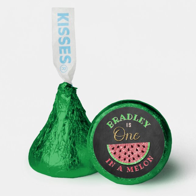One In A Melon Chalkboard 1st Birthday Hershey®'s Kisses® (Front)