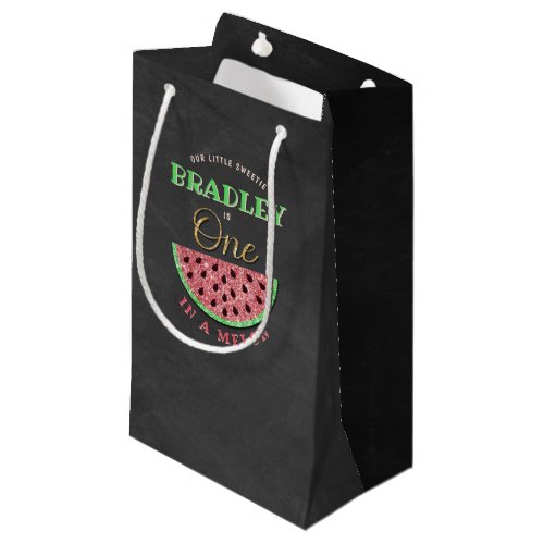 One In A Melon Chalkboard 1st Birthday Small Gift Bag