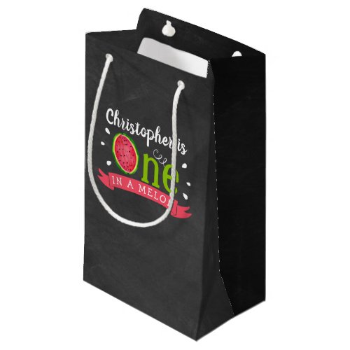 One In A Melon Chalkboard 1st Birthday Small Gift Bag