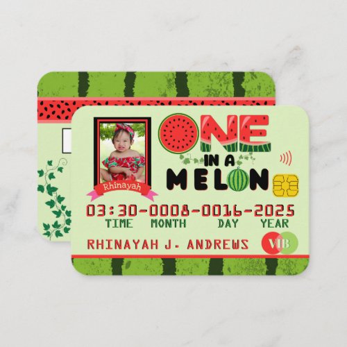 ONE in a Melon Credit Card Photo Invitation