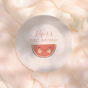 One In A Melon Cute First Birthday Party Paper Plates
