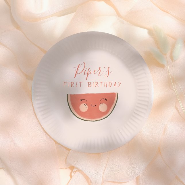 One In A Melon Cute First Birthday Party Paper Plates (Creator Uploaded)