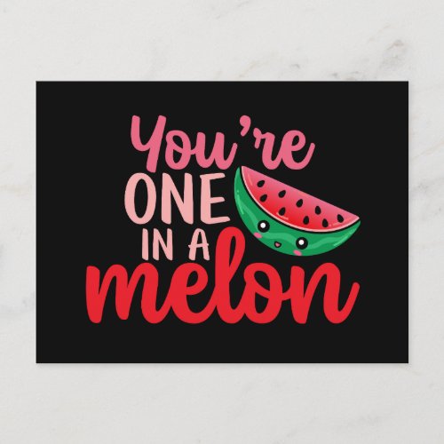 One In A Melon Cute Love Pun Funny Valentines Day Postcard