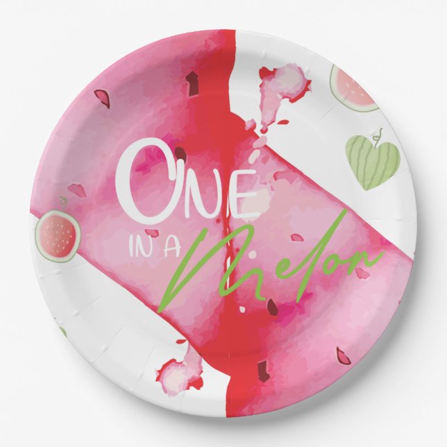 One In a Melon Cute summer Paper Plates (Front)