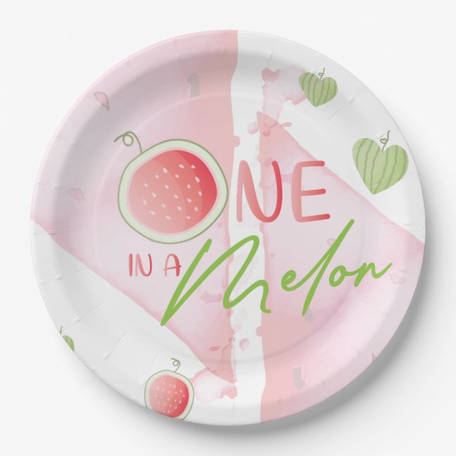 One In a Melon Cute summer Paper Plates (Front)